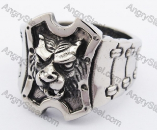 Stainless Steel Iron Lion Ring KJR370126