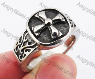 Stainless Steel Iron Cross Ring KJR370143