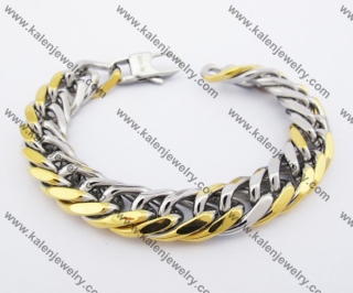 220×14mm Stainless Steel Half Gold Bracelet KJB100098