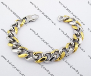 210×13mm Stainless Steel Half Gold Bracelet KJB100100