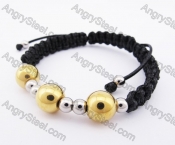 Stainless Steel Gold Beads Leather Bracelet KJB030138