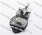 Stainless Steel Black Eyes Owl Pendant KJP170259