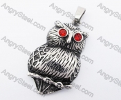 Stainless Steel Red Eyes Owl Pendant KJP170260