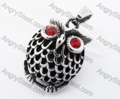 Stainless Steel Red Rhinestone Eyes Chunky Owl Pendant KJP170262