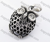 Stainless Steel Rhinestone Eyes Chunky Owl Pendant KJP170263