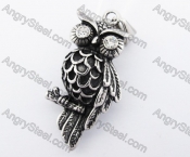 Stainless Steel Rhinestone Eye Owl Pendant KJP170265