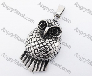 Stainless Steel Black Rhinestone Eye Owl Pendant KJP170267