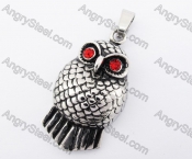 Stainless Steel Red Rhinestone Eye Owl Pendant KJP170268