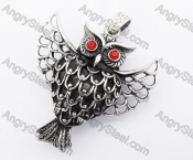 Stainless Steel Red Stone Eyes Wings Flying Owl Pendant KJP170269