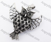 Stainless Steel Black Stone Eyes Wings Flying Owl Pendant KJP170270