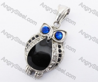 Stainless Steel Obese Blue Stone Eyes Owl Pendant KJP170272