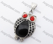 Stainless Steel Obese Red Stone Eyes Owl Pendant KJP170274