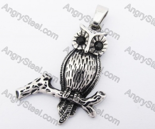 Stainless Steel Black Stone Eyes Owl Pendant KJP170279