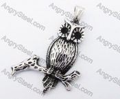 Stainless Steel Black Stone Eyes Owl Pendant KJP170281