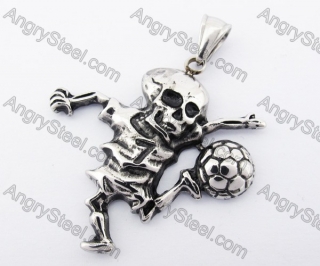 Stainless Steel Play Football Skull Pendant KJP170286