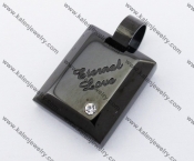 Stainless Steel Rhinestone Black Square Pendant KJP051173