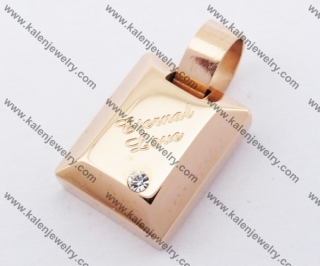 Stainless Steel Rhinestone Rose Gold Square Pendant KJP051175