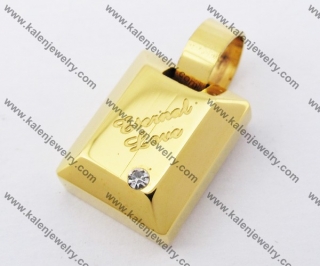 Stainless Steel Gold Plating Inlay Rhinestone Square Pendant KJP051176