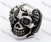 Stainless Steel Black Stone Eyes Skull Ring KJR010232