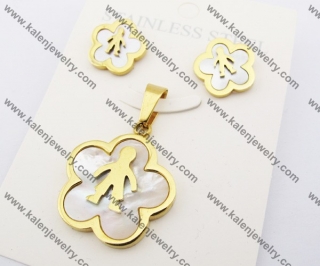 Pendant & Earrings Steel Jewelry Set KJS050049