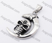 Stainless Steel Skull Horn Pendant KJP170365