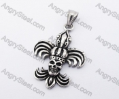 Stainless Steel Fleur De Lis Skull Pendant KJP170380