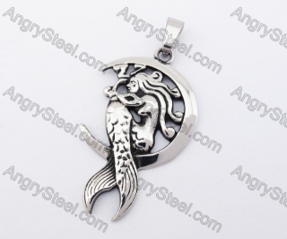 Stainless Steel Moon Mermaid Pendant KJP170385