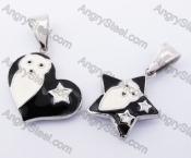 Stainless Steel Heart & Star Couple Pendants KJP051196