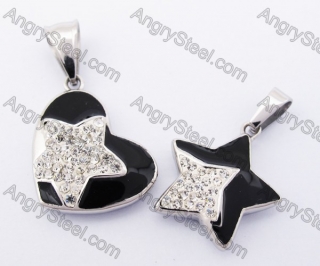 Stainless Steel Heart & Star Couple Pendants KJP051197