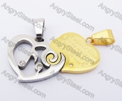 Stainless Steel Half Gold Heart Couple Pendants KJP051215