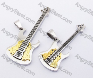 Gold Stainless Steel Guitar Couple Pendants KJP051224