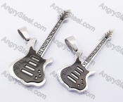 Black Stainless Steel Guitar Couple Pendants KJP051226