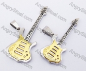 Gold Stainless Steel Guitar Couple Pendants KJP051229