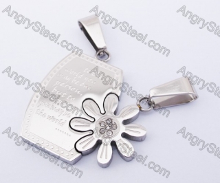 Stainless Steel Flower Couple Pendants KJP140144