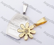 Half Gold Stainless Steel Flower Couple Pendants KJP140145