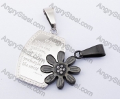 Half Black Stainless Steel Flower Couple Pendants KJP140146