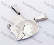 Stainless Steel Boy & Girl Heart Couple Pendants KJP140152