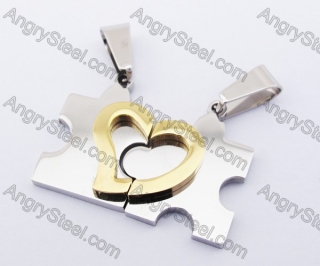 Jigsaw Puzzle & Heart Couple Pendants KJP140154