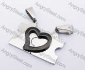 Stainless Steel Jigsaw Puzzle & Heart Couple Pendants KJP140157