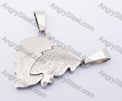 Stainless Steel Double Leaves Couple Pendants KJP140162