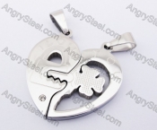 Stainless Steel Heart Couple Pendants KJP140169