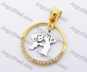 Stainless Steel Lovely Boy & Girl Pendant KJP140176