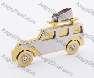 Stainless Steel Gold Jeep Pendant KJP140200