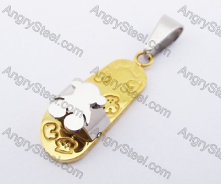 Gold Stainless Steel Bear Slippers Pendant KJP140205