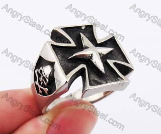 Stainless Steel Iron Cross Ring KJR370160