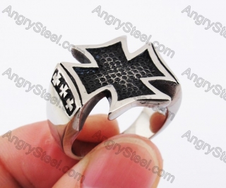 Stainless Steel Iron Cross Ring KJR370163