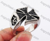 Stainless Steel Iron Cross Ring KJR370166