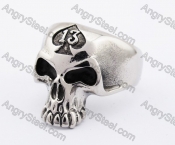 Stainless Steel Number 13 Spades Skull Ring KJR370172