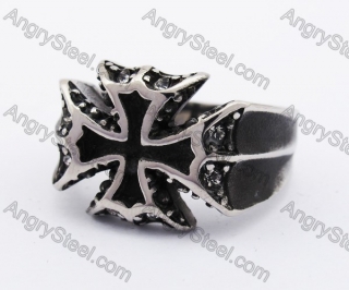 Stainless Steel Iron Cross Ring KJR370177