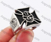 Stainless Steel 13# Skull Iron Cross Ring KJR370179